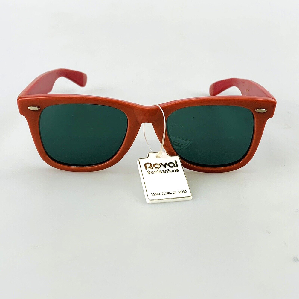 Vintage Royal Sunglasses Red Wave Square 80s Shades NOS